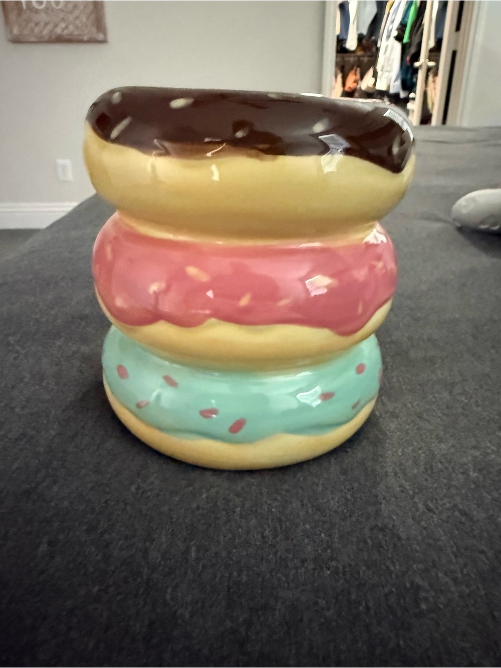 Stacked Donut Ceramic Accent Sculpture - Pink, Mint & Chocolate
